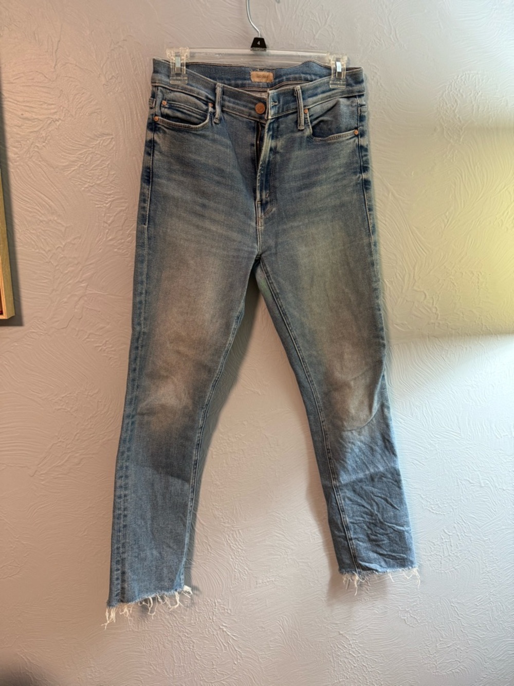 MOTHER mid rise dazzler ankle fray